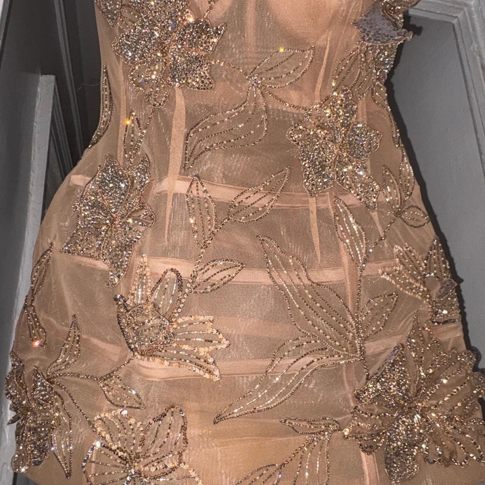 Retrofete Bronze Floral Sequin Dress